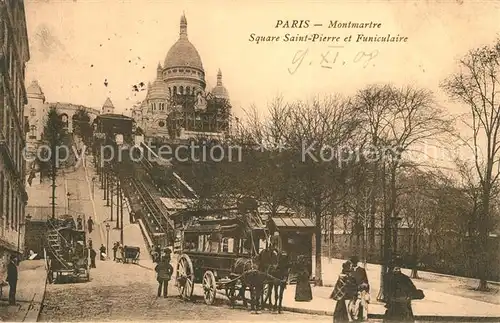 AK / Ansichtskarte Montmartre_Paris Square Saint Pierre et Funiculaire Montmartre Paris