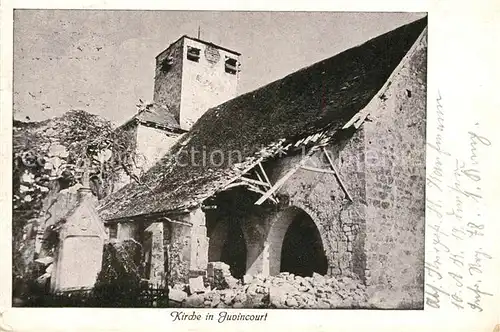 AK / Ansichtskarte Juvincourt et Damary Kirche in Truemmern 1. Weltkrieg Juvincourt et Damary