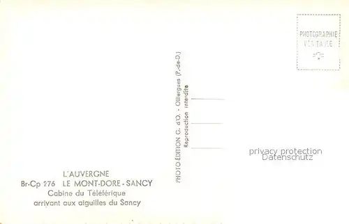 AK / Ansichtskarte Le_Mont Dore Cabine du Teleferique arrivant aux aiguilles du Sancy Le_Mont Dore