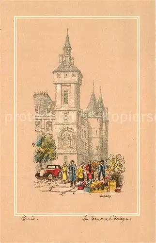 AK / Ansichtskarte Paris Tour de l Horloge Dessin Kuenstlerkarte Paris
