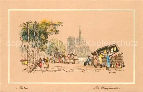 AK / Ansichtskarte Paris Les Bouquinistes Dessin Kuenstlerkarte Paris