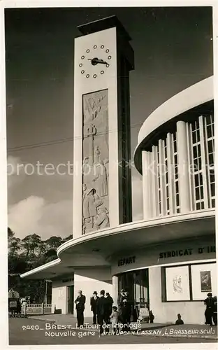 AK / Ansichtskarte Brest_Finistere Tour de l Horloge Nouvelle gare Glockenturm Bahnhof Brest_Finistere