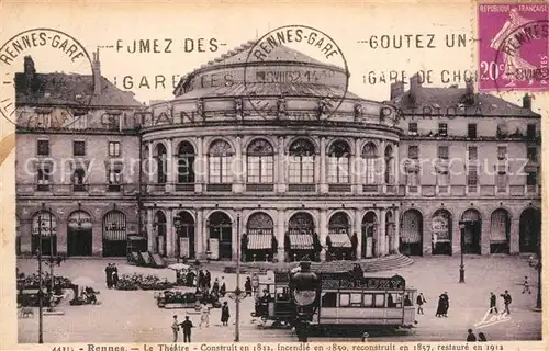 AK / Ansichtskarte Rennes_Ille et Vilaine Theatre 19e siecle Tram 