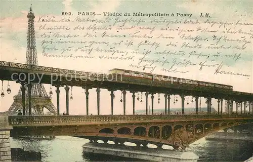 AK / Ansichtskarte Paris Viaduc du Metropolitain a Passy La Tour Eiffel Paris