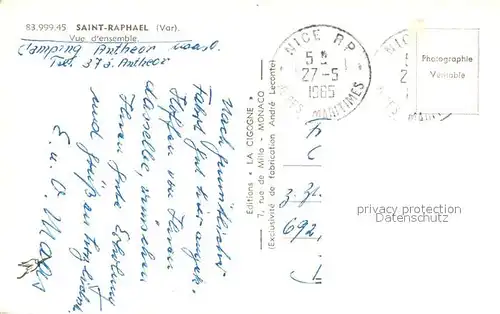 AK / Ansichtskarte Saint Raphael_Var Vue d ensemble et la plage Saint Raphael Var