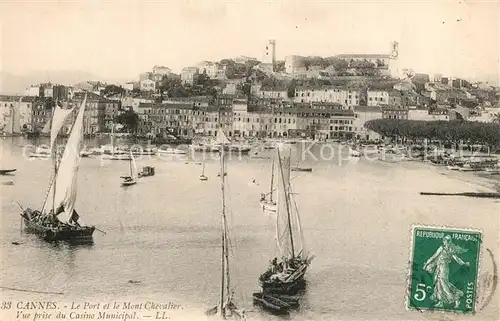 AK / Ansichtskarte Cannes_Alpes Maritimes Le Port et le Mont Chevalier Vue prise du Casino Municipal Cannes Alpes Maritimes