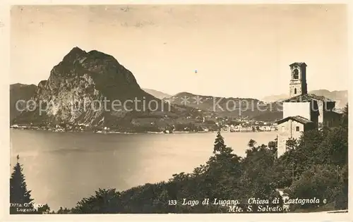 AK / Ansichtskarte Lago_di_Lugano Chiesa di Castagnola e Monte San Salvatore Lago_di_Lugano