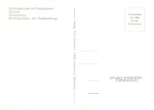 AK / Ansichtskarte Moedlingerhuette mit Reichenstein oedstein Heidekreuz und Gesaeuseberge Moedlingerhuette