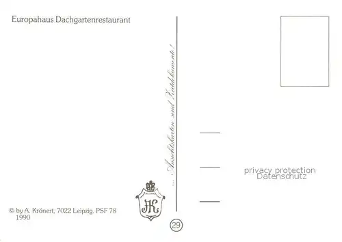 AK / Ansichtskarte Leipzig Europahaus Dachgartenrestaurant Leipzig