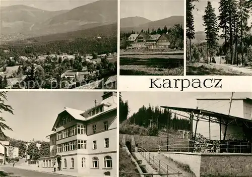 AK / Ansichtskarte Karpacz Widok ogolny Dom wypoczynkowy FWP Mieszko Hotel gorski Orlinek Zapora wodna na Lomnicy Karpacz