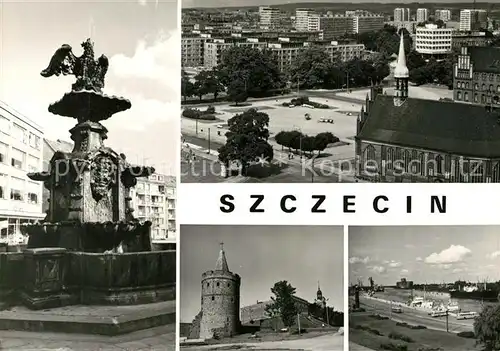 AK / Ansichtskarte Szczecin_Stettin Studzienka Orla Bialego Panorama miasta Zamek Ksiqzqi Pomorskich i Baszta Siedmiu Plaszczy Port na Odrze Szczecin_Stettin