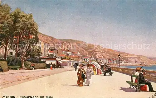 AK / Ansichtskarte Menton_Alpes_Maritimes Promenade du Midi Cote d Azur Oilette Serie 765 No. 50 Kuenstlerkarte Menton_Alpes_Maritimes