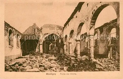 AK / Ansichtskarte Montigny devant Sassey Ruine der Kirche Truemmer 1. Weltkrieg Montigny devant Sassey