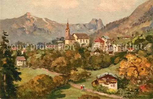 AK / Ansichtskarte Saint Gervais les Bains Pointe de Plate Rocher des Fizz Dessin Kuenstlerkarte Saint Gervais les Bains