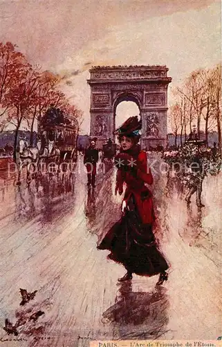 AK / Ansichtskarte Paris Arc de Triomphe de l Etoile Dessin Kuenstlerkarte Paris