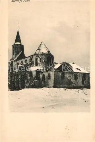 AK / Ansichtskarte Montfaucon_Aisne Eglise en hiver Kirche Feldpost Montfaucon Aisne