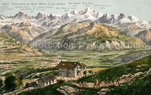 AK / Ansichtskarte Chamonix Panorama du Mont Blanc vu du Saleve Dessing Kuenstlerkarte Chamonix