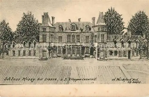 AK / Ansichtskarte Missy sur Aisne Schloss Lazarett waehrend des Krieges Zeichnung Kuenstlerkarte Missy sur Aisne