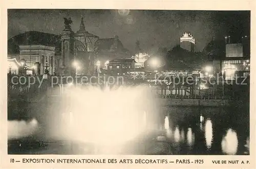 AK / Ansichtskarte Paris Exposition Internationale des Arts Decoratifs vue de nuit Paris