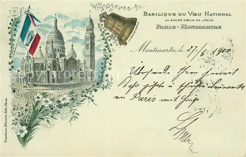 AK / Ansichtskarte Montmartre_Paris Basilique du Sacre Coeur Litho Montmartre Paris