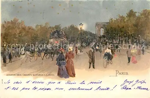 AK / Ansichtskarte Paris Avenue des Champs Elysees Dessin Kuenstlerkarte Paris