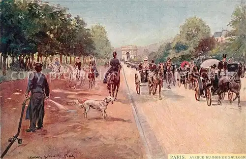 AK / Ansichtskarte Paris Avenue du Bois de Boulogne Dessin Kuenstlerkarte Paris