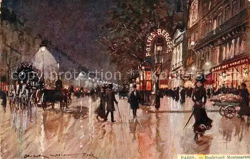 AK / Ansichtskarte Paris Boulevard Montmartre le soir Dessin Kuenstlerkarte Paris