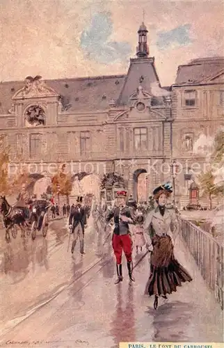 AK / Ansichtskarte Paris Le Pont du Carrousel Dessin Kuenstlerkarte Paris