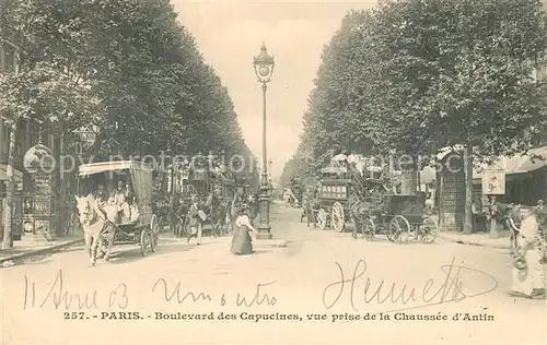 AK / Ansichtskarte Paris Boulevard des Capucines vue prise de la Chaussee d Antin Paris