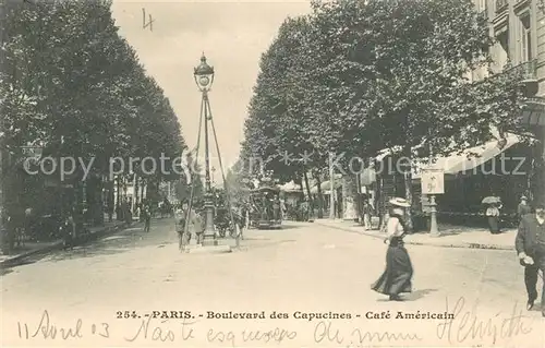 AK / Ansichtskarte Paris Boulevard des Capucines Cafe Americain Paris