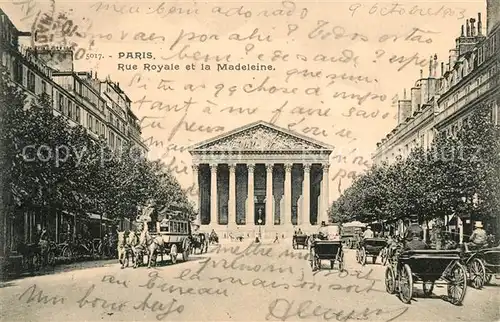 AK / Ansichtskarte Paris Rue Royale Eglise de La Madeleine Paris