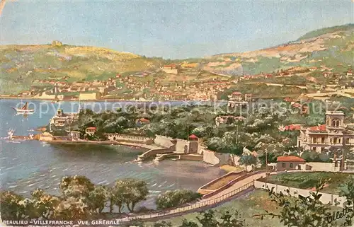 AK / Ansichtskarte Beaulieu sur Mer et Villefranche vue generale Oilette Serie Villefranche No. 225 B Kuenstlerkarte Beaulieu sur Mer
