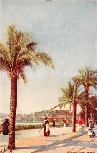 AK / Ansichtskarte Cannes_Alpes Maritimes Boulevard de la Croisette Oilette Serie 767 No. 37 Kuenstlerkarte Cannes Alpes Maritimes