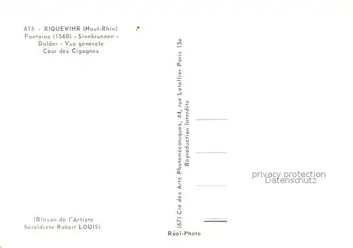 AK / Ansichtskarte Riquewihr_Haut_Rhin Fontaine Doler Cour des Cigognes Riquewihr_Haut_Rhin