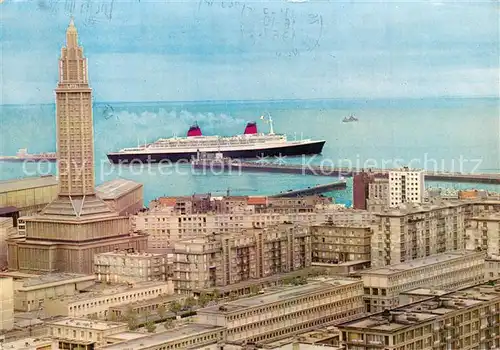 AK / Ansichtskarte Le_Havre Le France partant pour les Etats Unis Eglise Saint Joseph la digue Nord Quartier du Perrey et de Saint Joseph Le_Havre