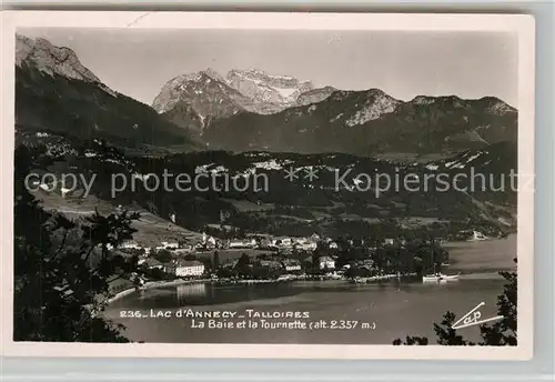 AK / Ansichtskarte Talloires Panorama Lac d Annecy la baie et la Tournette Alpes Talloires