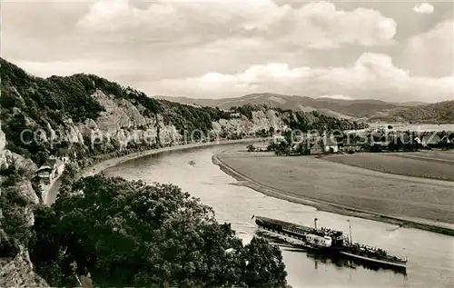 AK / Ansichtskarte Hann._Muenden Landschaftspanorama Oberweser Personenschiffahrt Hann. Muenden