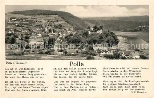 AK / Ansichtskarte Polle_Oberweser Panorama Gedicht G. F. Konrich Polle_Oberweser