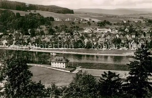 AK / Ansichtskarte Bodenwerder Panorama Blick ueber die Weser Bodenwerder