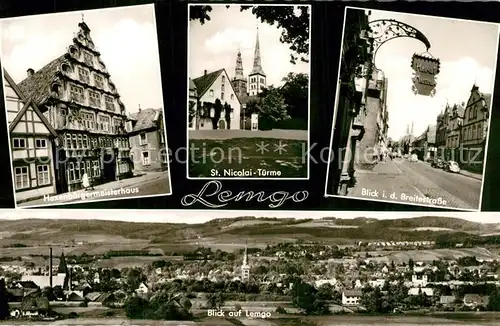 AK / Ansichtskarte Lemgo Hexenbuergermeisterhaus St Nicolai Tuerme Breitestrasse Stadtpanorama Lemgo