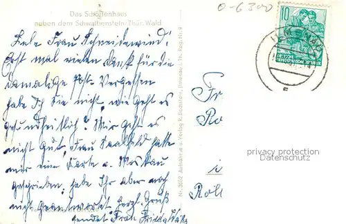 AK / Ansichtskarte Ilmenau_Thueringen Schoeffenhaus neben dem Schwalbenstein Ilmenau Thueringen