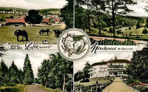 AK / Ansichtskarte Neuhaus_Solling Teilansichten Kurhaus Pferdekoppel Park Landschaftspanorama Neuhaus Solling