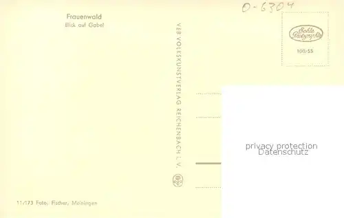 AK / Ansichtskarte Frauenwald_Thueringen Landschaftspanorama Blick auf Gabel Frauenwald Thueringen