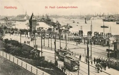 AK / Ansichtskarte St_Pauli Landungsbruecken Strassenbahn St_Pauli