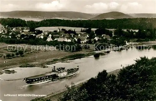 AK / Ansichtskarte Wehrden Panorama Luftkurort an der Oberweser Dampfer Wehrden
