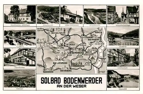 AK / Ansichtskarte Bodenwerder Stadtansichten Solbad an der Weser Landkarte Bodenwerder