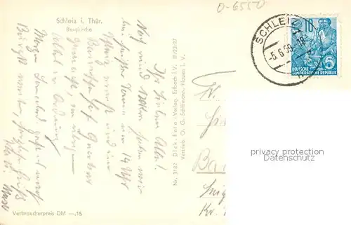 AK / Ansichtskarte Schleiz Bergkirche Schleiz