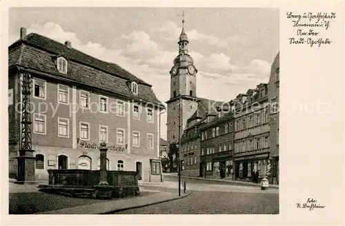 AK / Ansichtskarte Ilmenau_Thueringen Partie an der Markt Apotheke Brunnen Kirche Ilmenau Thueringen
