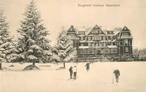 AK / Ansichtskarte Ilmenau_Thueringen Berghotel Kurhaus Gabelbach Skifahrer Ilmenau Thueringen