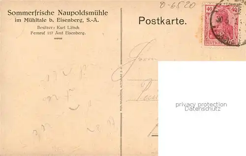 AK / Ansichtskarte Muehltal_Thueringen Naupoldsmuehle Sommerfrische Muehltal Thueringen